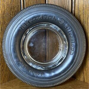 Vtg BF Goodrich Silvertown 6.00 - 16 Tire Smoking Glass Ashtray Bar Garage Decor